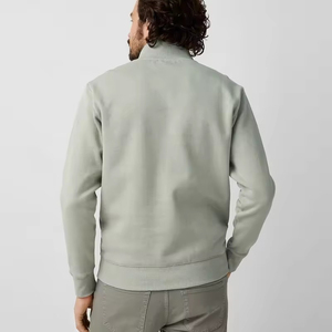 Sudaderas personalizadas con cuello redondo y media cremallera para hombre, sudaderas con cremallera con patrón sólido, forro polar, teñido liso, estilo con cremallera para invierno - Product Image 2