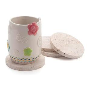 Natural Travertine Stone <b>Coaster</b> Set <b>Heat</b> Resistant Durable Minimalist Drinkware Protection for Dining Coffee Table Decor - Product Image 2