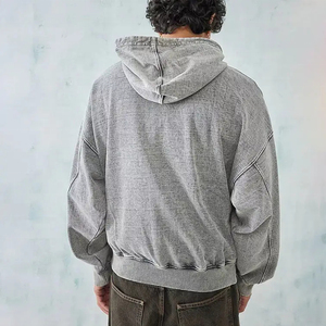 Sweat-shirt à capuche en coton 100% en gros, lavage à l'acide, qualité supérieure, logo personnalisé, fabricants, sweats à capuche lourds pour hommes - Product Image 3