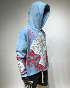 Sweat à capuche personnalisé et surdimensionné pour hommes, délavé à l'acide, Streetwear, sweat-shirt vintage avec techniques brodées pour la saison de printemps - Product Image 5