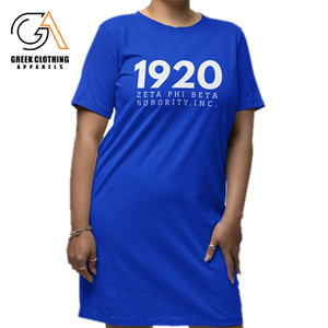 Logo personnalisé été américain Zeta Phi Beta 1920 Sigma Gamma Rho bleu et blanc plus fin femmes femmes rayure col en v robe - Product Image 1