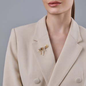 Broche de Moda 186920 Estilo Coreano, Chapado en Cobre y Latón, con Cristales, Perlas y Diamantes de Imitación, para Fiesta o Regalo - Product Image 1