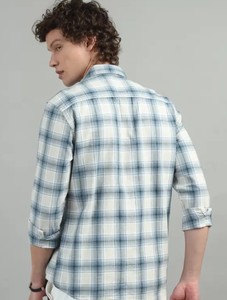 เสื้อเชิ้ตลำลองผ้าฝ้าย100% สำหรับผู้ชายปกตาหมากรุกเข้ารูปปกติถักทอป้องกันรอยยับและระบายอากาศได้ดี - Product Image 2