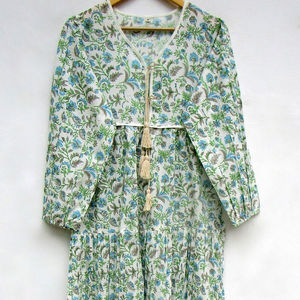 Best Selling Women's White Bohemian Cotton <b>Midi</b> <b>Dress</b> Customizable <b>with</b> Button Decoration New Maxi Party Wear <b>with</b> Tiered Neck - Product Image 1