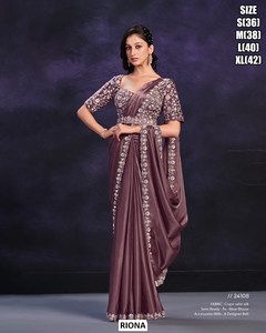 Sari elegante color malva Noor - Product Image 1