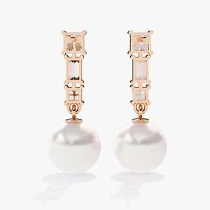 Pendientes de aro de diamante redondo cultivado en laboratorio de oro de 14 quilates a la moda, joyería fina de lujo de último diseño para mujer - Product Image 3