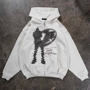 Nouveau sweat-shirt oversize délavé à l'acide, sweat-shirt à cordon de serrage, sweat-shirt à capuche zippé, veste délavée au soleil - Product Image 3