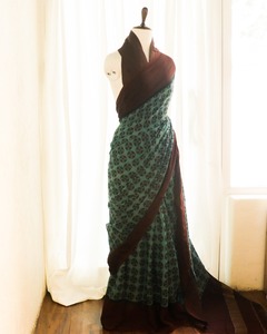 Sari de algodón puro con estampado de bloque de mano del fabricante indio hermoso para mujeres para ropa de fiesta listo para exportar - Product Image 6