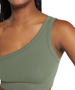 Soutien-gorge de sport respirant et léger à une épaule Tailles et conceptions personnalisées Coton côtelé extensible en coton côtelé - Product Image 3