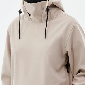 Sweat-shirt à capuche unisexe surdimensionné, couleur unie, coupe-vent, vêtements décontractés d'hiver, beige, tissu en molleton français, coupe régulière - Product Image 4