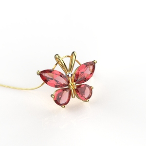 Avarta Colgante de mariposa roja de plata esterlina a la moda con diamantes americanos polacos dorados 1,10G para niños niñas mujeres - Product Image 2