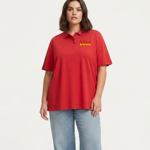Camiseta Polo de Golf al por Mayor, Personalizable, de Algodón Piqué, Clásica, Roja, para Mujer, Fabricante OEM - Product Image 1