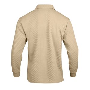 Polo de Manga Larga de Punto Beige Caqui para Hombre, Personalizable con Marca, de Alta Calidad, Estilo Vintage, Texturizado, Informal, Elegante y Profesional - Product Image 5