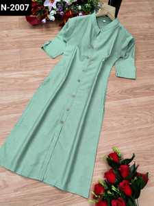 Ropa étnica india Rubi Material de algodón Tallas grandes Patrón de botón elegante Kurtis para uso informal y diario Kurtis simples para mujeres - Product Image 5