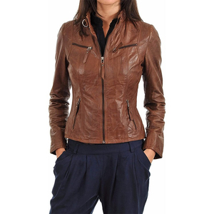 Chaqueta de Cuero para Mujer, Negra, Estilo Motociclista, PU, Nueva Colección, Personalizada, para Exteriores, Otoño 2023, Estándar, Chaqueta de Cuero Genuino para Mujer - Product Image 5