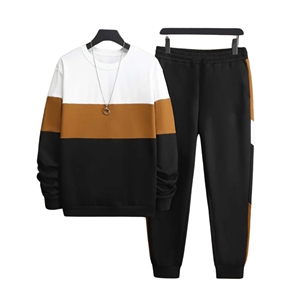 Casual Sportswear 2-Piece Set Colorblock Tracksuit for Adults and <b>Teens</b> Breathable Printed Outfit - Product Image 2