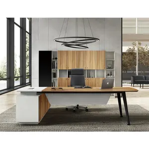 Muebles de escritorio de oficina de mesa de jefe de computadora en forma de L ejecutivo de diseño único administrativo de moda