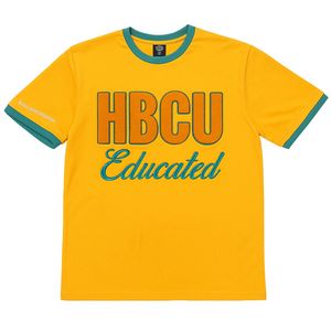 HBCU éduqué moutarde jaune sonnerie t-shirt 100 coton unisexe Streetwear mode t-shirt broderie conception noir Excellence cadeau - Product Image 3