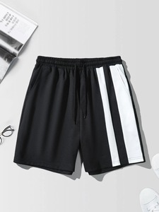 2025 pantalones cortos de verano informales de poliéster y algodón 100% de alta calidad para hombres transpirables ecológicos servicio OEM para correr Fitness sólido - Product Image 2