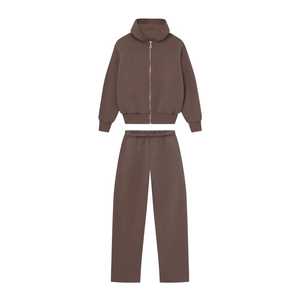 Fabricante de Chándales Casuales Extra Grandes Personalizados, Sudadera con Capucha Lisa con Cremallera, Pantalones Deportivos con Cordón, Ropa Urbana Regular de Peso Pesado - Product Image 6