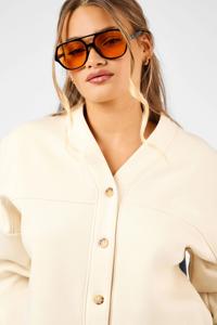 Ensemble de survêtement pour femme en nylon/coton, 2 pièces, long, uni, brodé, avec détails boutonnés, crème, pour l'hiver - Product Image 3