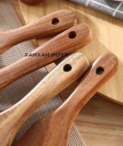 Espátulas Ranuradas de Madera de Acacia, Utensilios de Cocina de Madera Natural, Antiadherentes, Antiarañazos, Juego de 3 Piezas - Product Image 4