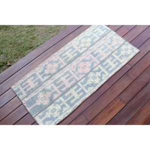 Alfombra de 1.7x3.5 pies, Alfombra Turca Vintage, Alfombra de Lana Azul - Product Image 2