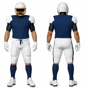 ชุดยูนิฟอร์มอเมริกันฟุตบอลแบบมืออาชีพ สีกรมท่าและสีขาว พร้อมกางเกงกีฬาแบบดั้งเดิม - Product Image 1
