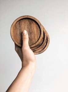 Best Quality Kitchen Accessories Coasters Set Table Display <b>Placemats</b> and <b>Wooden</b> Pads Reusable Coasters With Holder Tea Coffee - Product Image 6