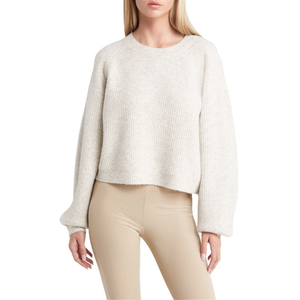 เสื้อครอปแขนบอลลูนสไตล์ลำลองสำหรับผู้หญิงจาก Topshop ดีไซน์เย็บผสมผสานสีเทา ผลิตจากวัสดุโมแฮร์ระบายอากาศได้ดี เหมาะสำหรับฤดูใบไม้ร่วง - Product Image 1