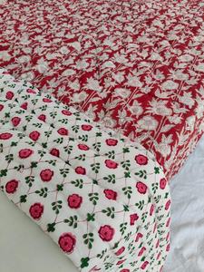 Colcha Reversible de Algodón con Estampado Floral Jaipuri, Ropa de Cama India Hecha a Mano - Product Image 6
