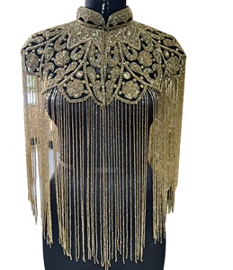 Bán Buôn Thiết Kế Đính Cườm Ponchos Vàng Lấp Lánh Tay Tua Áo Thêu Tua Multiwearable Top Đảng Mùa Thu Mùa Xuân - Product Image 1