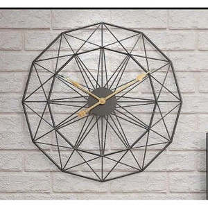 Horloge murale décorative géométrique 3D en métal à face unique, motif paon, 24x24 - Product Image 1