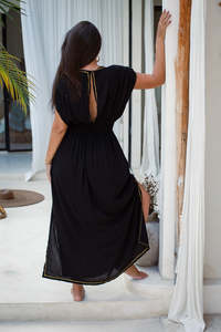 เดรสคาฟตันของผู้หญิงหรูหราสไตล์อินเดียชุดกิโมโนแม็กซี่มีแขนลายน่ารักสไตล์ชายหาดป้องกันแสงแดด - Product Image 5