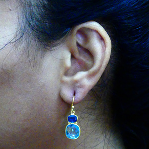 Latest Trendy Ladies Wear <b>Earrings</b> 925 Sterling Silver with Gold Plating Kyanite <b>Blue</b> <b>Topaz</b> Gemstones Charm Style - Product Image 6