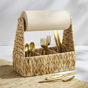 Wholesale <b>water</b> hyacinth kitchen utensil organizer eco-friendly weave cutlery caddy <b>containers</b> - Product Image 1
