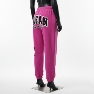 Pantalones Holgados Extra Grandes para Mujer, Felpa de Algodón Premium, GSM Suave, Rosa, Parche de Chenilla Personalizado, Bordado, Ropa Urbana, Pantalones Holgados en Venta - Product Image 5