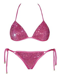 Conjunto de Bikini de Dos Piezas para Mujer, Estilo Veraniego para Playa, Decoración de Cristal, Transpirable, Antibacteriano, Logotipo Personalizado en la Cintura - Product Image 6
