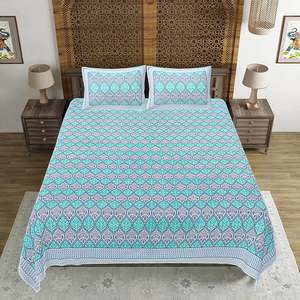 Juego de Sábanas Dobles de Algodón 100% de 240 Hilos con Estampado Floral Azul Turquesa, con 2 Fundas de Almohada, Colección de 3 Piezas para el Hogar (SHKV1048) - Product Image 2