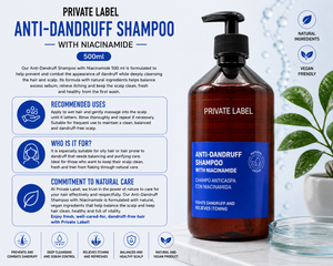 Private Label Anti Dandruff <b>Shampoo</b> 500ml OEM | Niacinamide Sebum Control Itch Relief <b>Shampoo</b> Oily Hair | Spain EU - Product Image 3