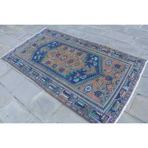 Alfombra de 4.1x7.3 pies, Alfombra Turca Vintage, Alfombra de Lana Azul - Product Image 2