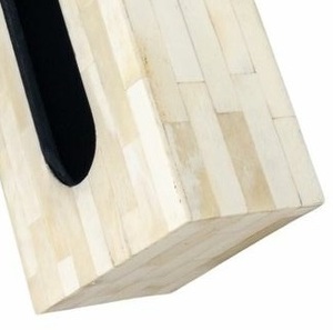 Boîte à mouchoirs en incrustation d'os blanc de style support décoratif fait à la main pour salon bureau table cadeau de mariage et intérieurs de maison - Product Image 4