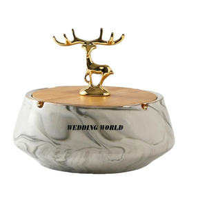 Pot à bonbons en métal noir avec couvercle en or Excellente qualité Serveur de noix de créateur fait à la main Pot à fruits secs en métal classique et élégant en gros - Product Image 5