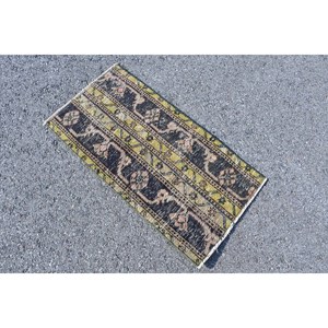 Tapis traditionnel en laine noire et jaune 1.7x3,2 pieds Tapis rectangulaires turcs classiques avec support en latex pour décorations de salon - Product Image 2