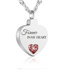 White Cremation Urn Necklace for Ashes Keepsake Birthstone <b>Jewelry</b> Heart Ashes Necklace for Women Stainless Steel Custom Size - Product Image 1