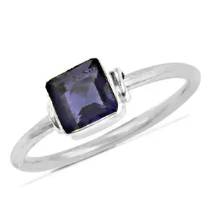 Anillo Cuadrado de Plata 925 con Iolita para Mujer, Joyería con Piedra Preciosa Suelta - Product Image 2