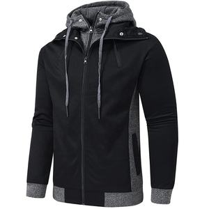 Sweat à capuche zippé pour homme avec broderie personnalisée Sweat à capuche grande taille décontracté pour homme uni OEM - Product Image 3