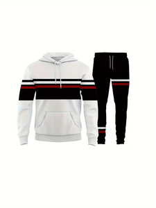 Nuevo chándal de moda, prendas de vestir, sudadera con capucha y cremallera con rayas laterales, ropa de gimnasio, ropa informal, chándal para hombres - Product Image 6