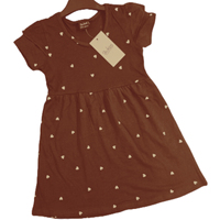 Robe courte en coton pour filles Zukids, bleu marine, imprimé cœur, manches bouffantes, col rond, style mignon, été