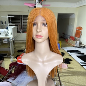 ขายส่งสีส้มสั้นบ๊อบส่วนด้านวิกผมสำหรับผู้หญิงสีดำลูกไม้ด้านหน้าบ๊อบ100% เวียดนามมนุษย์วิกผม - Product Image 2